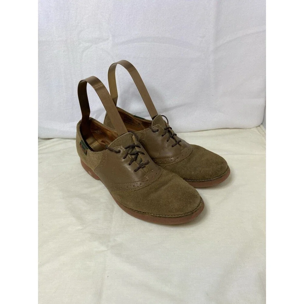GH Bass Mens Saddle Oxford Size 8 Tan Camel Suede Leather Gum Sole Casual Shoe